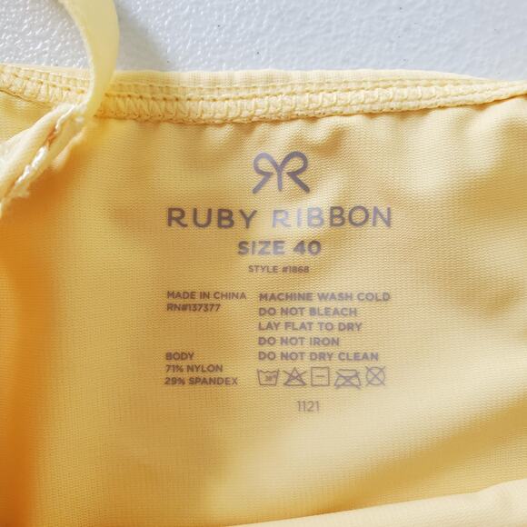 Ruby Ribbon Bra Womens 40 Yellow Style 1868 Wireless Stretch Camisole Support - - Picture 6 of 7